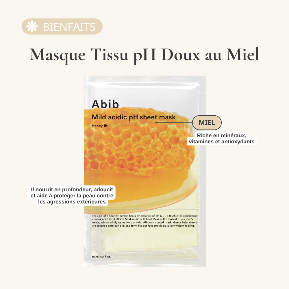 abib masque tissu ph doux au miel – nutrition & Éclat abib masque tissu ph doux au miel – nutrition & Éclat